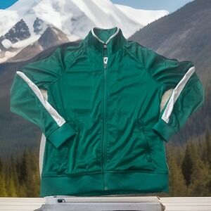 Jordan Craig Jacket Mens Large Green White Full‎ Zip Bomber Coat Adult Track Gym